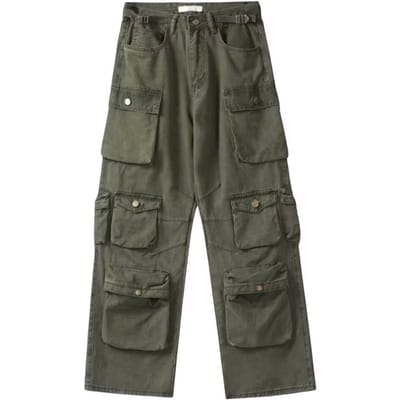 Unisex Cargobroek Losse Verstelbare Taille Effen Kleur Wijde Pijp Recht Meerdere Zakken Streetwear Outdoor Reisbroek M