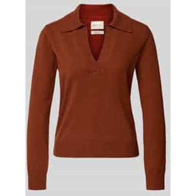 Gebreide pullover van wol met platte kraag en V-hals