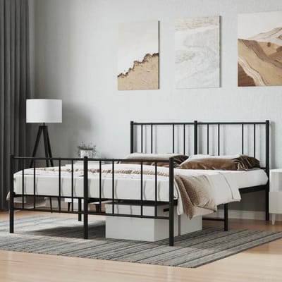 Metalen bedframe - Klassiek bed - Slaapkamer inrichting - Robuuste constructie - 120 x 190 cm - Zwart