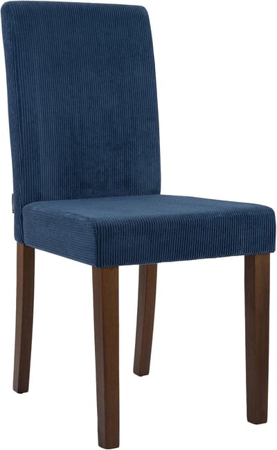 CLP Ina Eetkamerstoel - klassiek - met rugleuning - hout - corduroy - ribstof - antiek donker/blauw