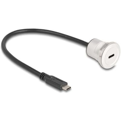 Delock 88183 USB-C-kabel USB-C stekker, USB-C bus 0.30 m Zwart, Zilver Rond