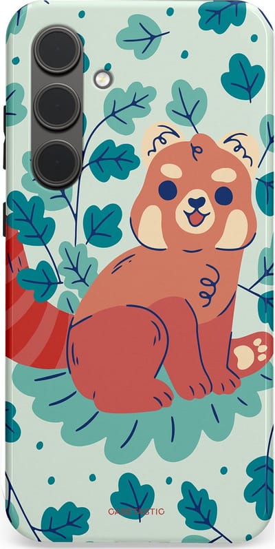 Casetastic Hoesje Geschikt voor Samsung S24 Plus - Stijlvolle Beschermende Duo-layer Case - Rode panda tuin