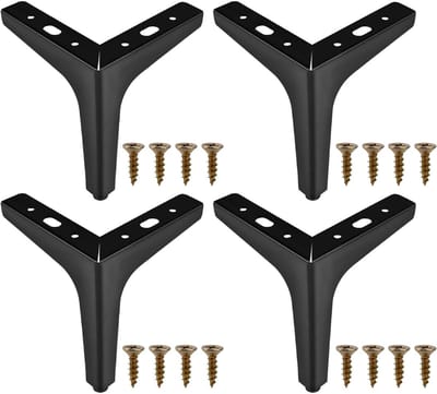 Famanu 4 stuks meubelpoten, zwart metaal, 15 cm, metalen meubelpoten, belasting tot 500 kg, bankpoten, zwart met schroeven, meubelpoten, kastpoten voor kast, tv-kasten, laden, nachtkastje