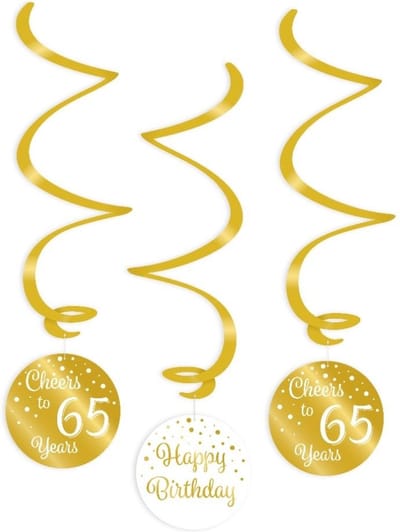 Paperdreams - Swirls Gold/White 65 jaar