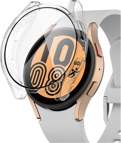 Hoesje + Screenprotector Geschikt voor Samsung Watch 5 40mm / Watch 4 40mm – Gehard Glas Cover + Shock Proof Case – Transparant