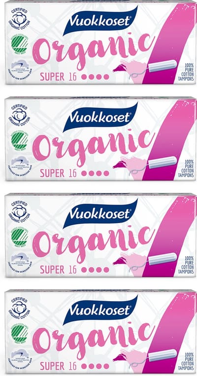 Vuokkoset Organisch Katoen - Tampons Super - 64 stuks - Gevoelige Huid - Frisheid - Comfortabel