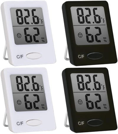 4-delige Digitale Binnen Hygrometer en Thermometer met Smiley Indicator