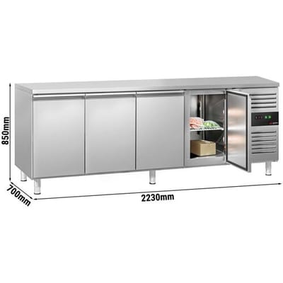 GGM Gastro Tiefkühltisch ECO - 2230x700mm - mit 4 Türen Zilver