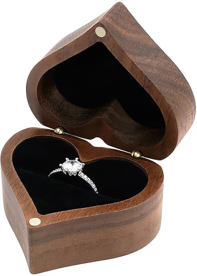Dailygoods- Ringbox handgemaakt - Houten Ringendoos - Sieradendoosje - Verlovingsringendoos - Magneetsluiting - Geschikt voor alle maten ringen - Sieradendoos
