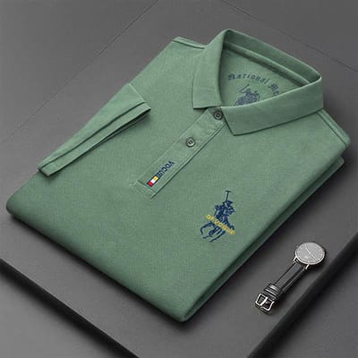 Heren Losse Poloshirt Zomer Nieuwe Jeugd Casual Korte Mouw Effen Kleur Veelzijdig Top Heren T-shirt M gray