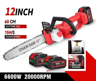 Elektrische Kettingzaag - met Accu - Snoeischaar - Handbediend- 12 Inch - 6600W - 20000RPM - Draadloos - Borstelloos - Snijden - Compatibel met 18V Accu - voor Tuinonderhoud - Renovatie - Zonder Accu