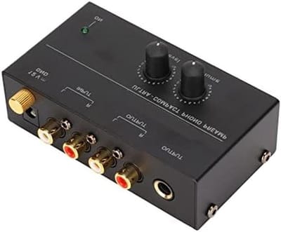 Platenspeler Voorversterker - Phono Preamplifier - Muziek Streamen - Laag Geluid - 14x10x8cm - Zwart