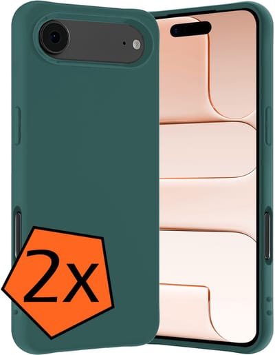 Hoes - 2 Stuks - Geschikt voor Apple iPhone Air - Sterk & Shockproof - Case Siliconen - Back Cover - Telefoon Hoes - Donkergroen