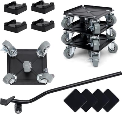 Set van Meubeltransport Rollers met 5 Wielen en 360 Graden Rotatie voor Zware Meubels, 4 Stuks met Heflever, Ideaal voor Verhuizen en Inrichten van Huizen