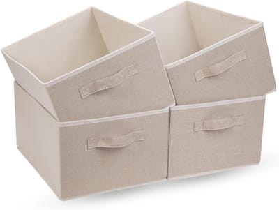 Famanu – Grote opbergdozen voor kledingkast, set van 4, opvouwbare stoffen organizers met handgrepen voor shirts en broeken