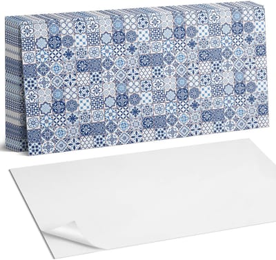 Coloray Plaktegels - Geometrische tegelpatronen Zelfklevende Wandtegels - 40 cm x 20 cm - Blauw Plaktegels - 10 stuks - Rechthoek PVC Tegels - Plaktegels Badkamer - Vloertegels Zelfklevend - Vinyl Tegels Zelfklevend - Portugese Tegels