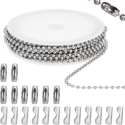 Roestvrijstalen kogelketting, 16,4 voet zilveren balketting met 20 bijpassende connectoren, kettingen, benodigdheden voor het maken van sieraden, doe-het-zelf voor hondentags, kettingen,
