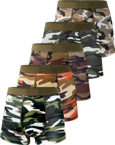 BamBella ® - Boxershorts - 5 stuks - maat S/M- Boxer short onderbroek lang leger print groen bruin kant heren onderbroeken