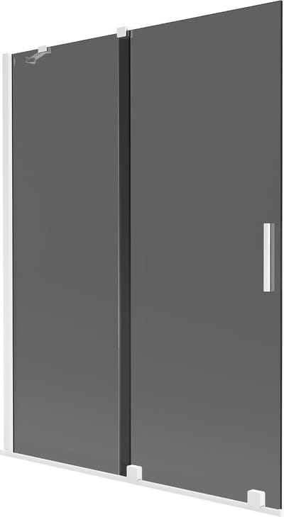 Mexen Velar schuifbare 2-delige badwand 130 x 150 , grafiet, wit - 896-130-000-41-20
