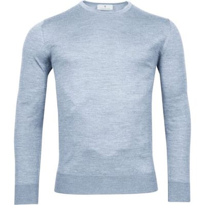 Thomas Maine Trui Ronde Hals Single Knit Merino Wool Licht Blauw / male
