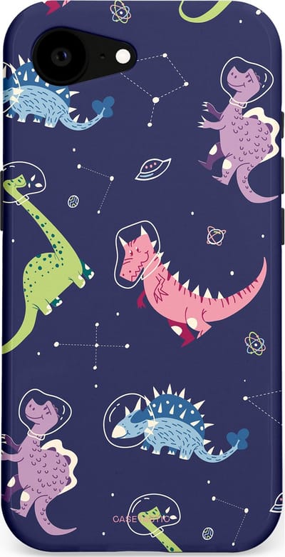Casetastic hoesje geschikt voor Apple iPhone 16e / Apple iPhone 17e - MagSafe - Dubbellaagse bescherming - Rex in de ruimte - Fashion Case - Donkerblauw Donkergrijs