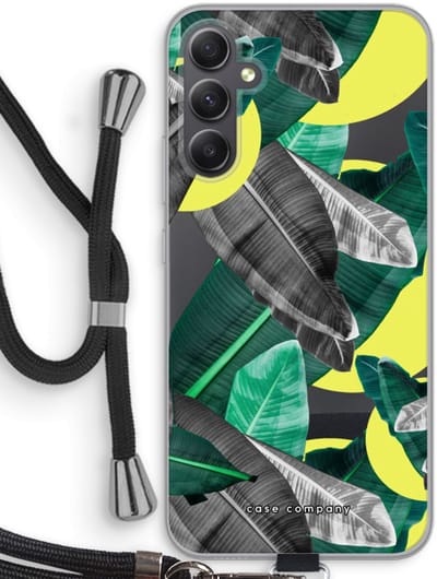 Case Company® - Hoesje met koord geschikt voor Samsung Galaxy A34 hoesje met Koord - Fantasie jungle - Telefoonhoesje met Zwart Koord - Bescherming aan alle Kanten en Over de Schermrand