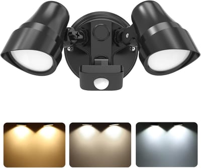 Waterdichte LED Buitenlamp met Bewegingsmelder - 25W Verstelbaar in 3 Kleuren (3000K-6500K)