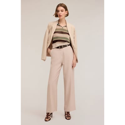 Motivi Palazzo Trousers In Flowing Viscose Blend Fabric Beige Size: 32 | Formal pants Outlet | Dames | Beige