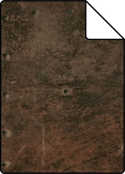 Proefstaal Origin Wallcoverings behang grote verweerde roestige metalen platen met klinknagels roest bruin - 26,5 x 21 cm - 337231-S