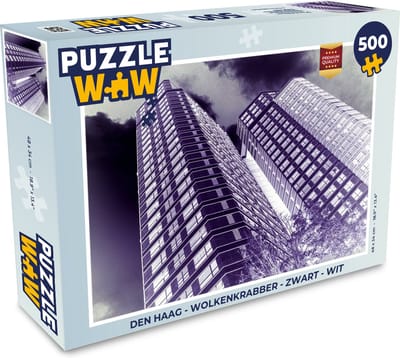 Puzzel Den Haag - Wolkenkrabber - Zwart - Wit - Legpuzzel - Puzzel 500 stukjes