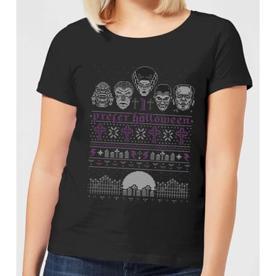 Universal Monsters I Prefer Halloween Dames Kerst T-Shirt - Zwart - 3XL