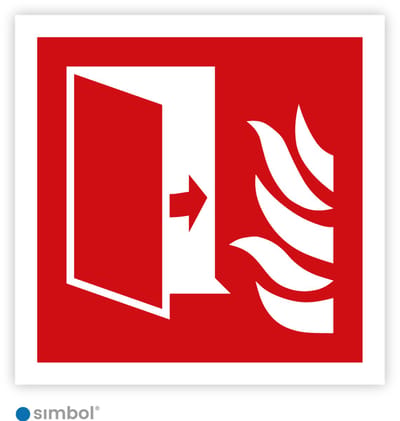 Simbol® - Stickers Brandwerende deur - Branddeur (F007) - Formaat 5 x 5 cm.