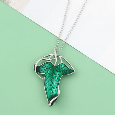 Arwen Evenstar Groen Blad Hanger Ketting voor Vrouwen Elf Prinses Sieraden Hoge Kwaliteit Cadeau Film The Lord of the Rings Schemerster Ontwerp beige