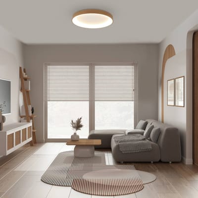 Mantra Iluminación Plafondlamp Niseko II CCT afstandsbediening Ø50cm houtkleurig
