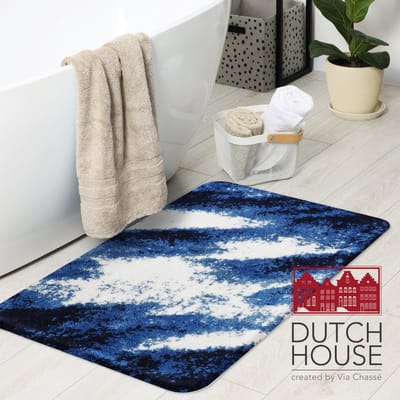 Dutch House Badmat Fréjus - Badmat 60x90cm - BlauwAntislip - Badmatten - Anti Slip Douchemat - Badkamer Mat - Snel Absorberend - Snel Drogende Badmat