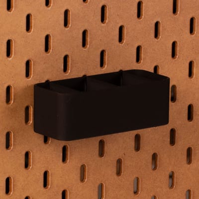 Standaard bakje voor Ikea Skadis pegboard 12x5x4 cm - Zwart - Met tussenschotjes - Opberger