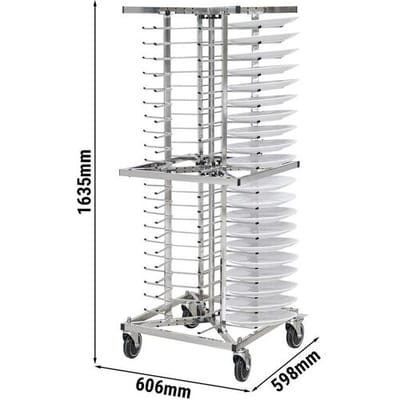 GGM Gastro Tellerwagen - Kapazität bis 84 Teller - Ø 23 - 30 cm - Rollbar Zilver