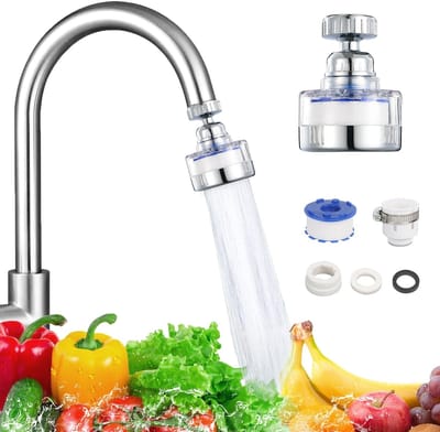 Dailygoods- Waterfilterkraan 360° draaibaar - Hardwateroplossing - 6 x Duurzame Cartridges - Universeel VK - Geschikt voor Keuken/Badkamer - Kalkaanslagpreventie - Waterfilter