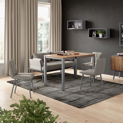 Vicco Eettafel Granny, Eiken/Grijs, 80-120 x 70 cm Uitschuifbaar