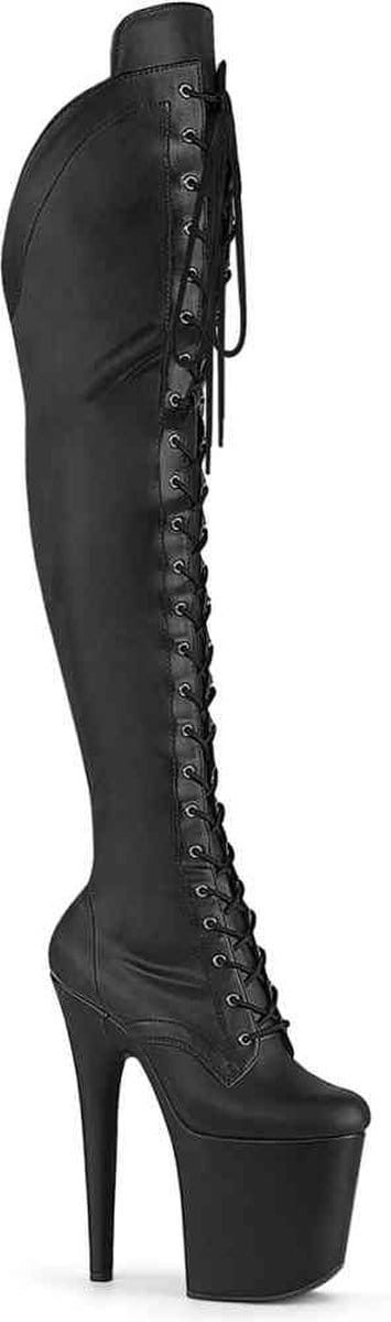 Pleaser - FLAMINGO3014 Plateau Overknee Laarzen - US 11 - 41 Shoes - Zwart