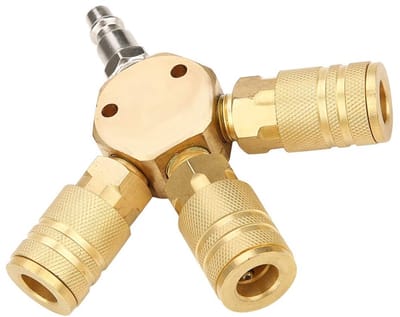 Dailygoods- Pneumatisch T-stuk 1/4 inch - Pneumatische Koppeling - Luchtkoppeling - Pijpverbinder - Persluchtgereedschap - Hoogwaardige Metalen Constructie