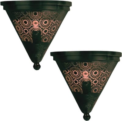 Set van 2 Oosterse Wandlampen Zwart Metaal - Marokkaanse Stijl Wanddecoratie Verlichting
