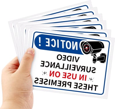 Videobewakingsborden - Set van 6 - Zelfklevende Waarschuwingsstickers - Thuis, Buiten, Kantoor - CCTV.