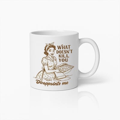 Koffiemok in Vintage Stijl - "Wat Je Niet Doodt, Teleurstelt Me" - Grappig Cadeau voor Sterke en Sarcastische Personen