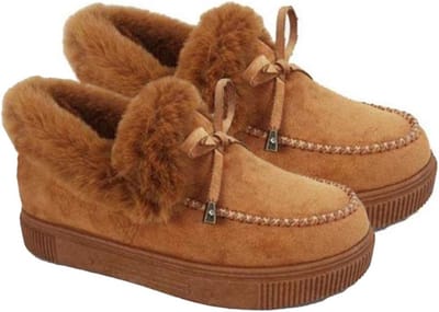 Warme winterlaarzen voor dames met bontvoering, comfortabele instap snowboots en platte schoenen