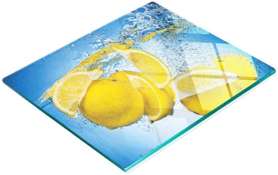 Multifunctioneel decoratief glazen bord met citroenwaterprint 60x52 cm