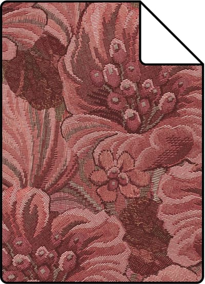 Proefstaal ESTAhome behang geborduurd bloemmotief bordeaux rood - 26.5 x 21 cm - 131870-S