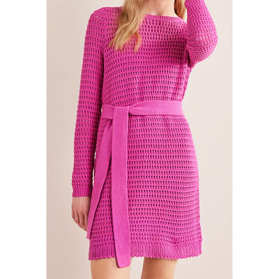 Boden Crochet Knit Dress Rose Violet Maat: 16R | Mini Jurken Outlet | Dames | Roze