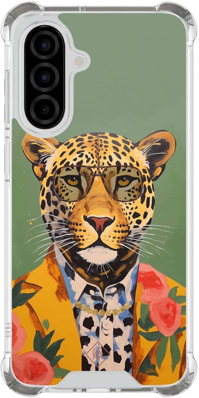 Casimoda® hoesje - Geschikt voor Samsung Galaxy A56 - Luipaard Hipster - Shockproof case - Extra sterk - TPU/polycarbonaat - Groen, Transparant
