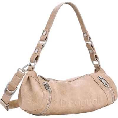 Desigual schoudertas Half Logo Zarau Crossbody Bag Beige Crude